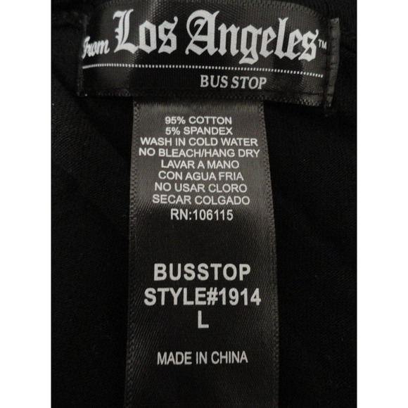 From Los Angeles Bus Stop Rhinestone Wings Black Tank Top Y2K Women's Size Large - Picture 9 of 9